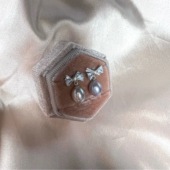 Genuine Fresh Water Pearl Earrings 925 Sterling Silver Teardrop Pearl - Picture 7 of 10